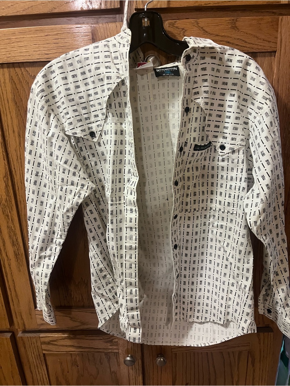 Rocky Mountain Button-Up Shirt with Black Geometric Print